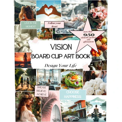 Aesthete Digital Hub Vision Board Clip Art Book: 950+ Pictures, Quotes and Affirmations to Visualize and Manifesting