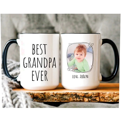 FriendsCustom Personalized Photo Mug For Grandpa, Best Grandpa Ever Mug, Grandfather Cup With Picture, Kids Photo Cup, New Papa Gifts, Fathers Day Ideas for Men