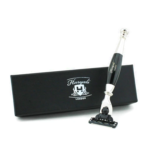 Haryali London 3 Edge Shaving Razor With Black Powder Coated Handle Beard and Mustache Safety Razor For Mens Perfect Shave