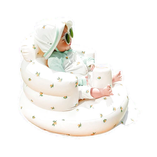 AirSwim Inflatable Baby Chair, AirSwim Baby Inflatable Seat for Babies 3 Months and Up Summer Inflatable Baby Seat for Sitting Up, Blow Up Baby Floor Seat with Built in Air Pump, Orange