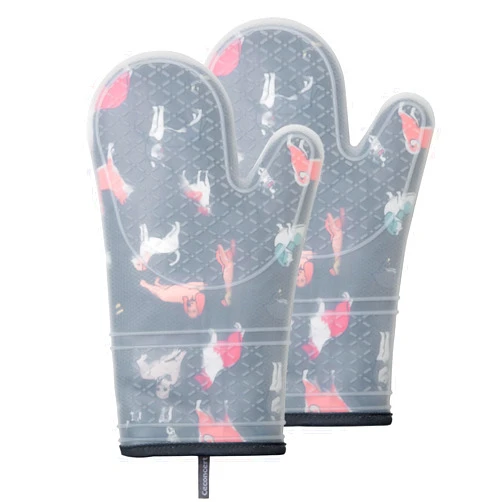 Ceconcert Silicone Oven Mitts, Heat Resistant 450 ℉ Kitchen Oven Gloves, Clear Outer Oven Mitts and Inner Cotton Oven Mitts, Long Oven Mitts for Kitchen Cooking Baking BBQ, Waterproof &Dirt Resistant, Black