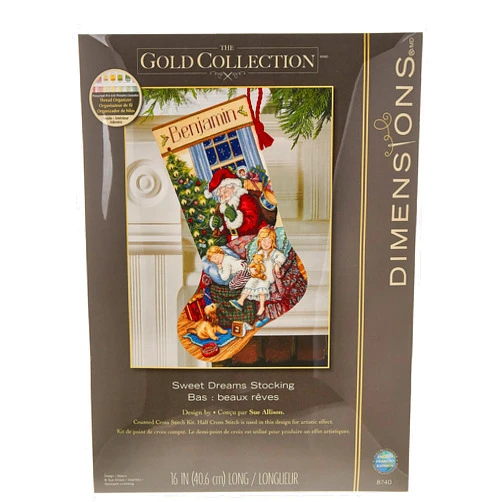 Dimensions Needlecrafts 08740 Sweet Dreams Gold Collection Christmas Counted Cross Stitch Stocking, 16