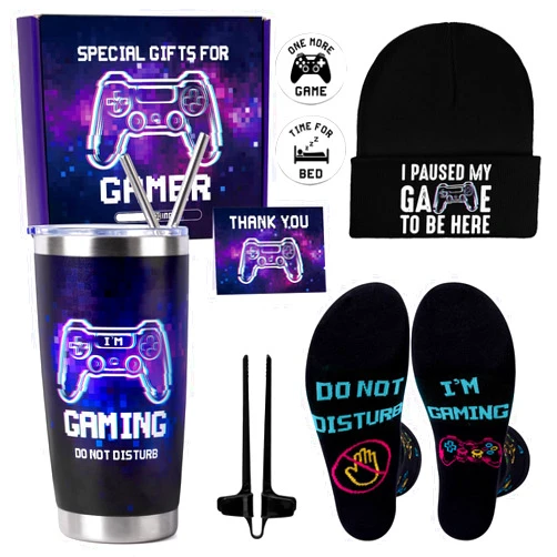 Frerdui Gamer Gifts for Men Teens Boys, Cool Gaming Gift Bulk Set for Game Lover, Gaming Mugs, Teen Boy Gift Gaming Stuff, Birthday Valentine Christmas Gifts for Gamers Men Girl Boyfriend Husband Teenage Idea