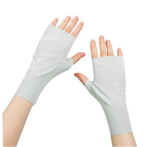 Holiberty Women Sun Protection Fingerless Gloves Summer Silky Cool Thin Cycling Gloves Stretch Touchscreen UV Driving Gloves for Ladies