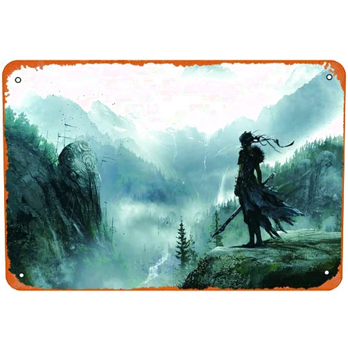 Muecddoa PC, game, PS4, Hellblade, Best games, fantasy Metal Tin Sign Retro Wall Decor for Home Gate Garden Bars Restaurants Cafes Office Store Pubs Club Sign Gift 12 X 8 INCH Plaque Tin Sign
