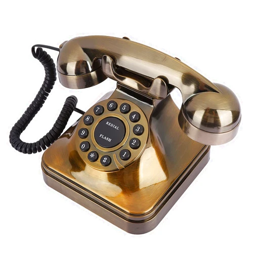 Ejoyous Antique Telephone, Bronze Vintage Retro Landline Phone Old Fashioned Push Dial Corded, Landline Phone Decorative Desktop Caller for Home Office Hotel Decor