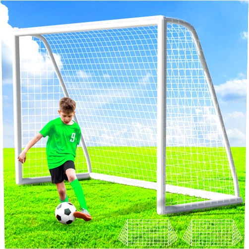 LIFERUN Soccer Goal 10x6.5ft Soccer Goal Set for Backyard, Youth Soccer Goal with Weatherproof UPVC Frame,2X Soccer Nets, Carry Bag, Ground Stakes, Backyard Soccer Goal for Kids and Adults, White