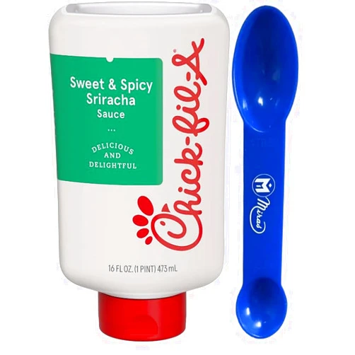 Miras (Pack of 1) Chick Fil A. Sweet And Spicy Sriracha Sauce 16 oz (Miras Trademark 2-in-1 Measuring Spoon Included!)