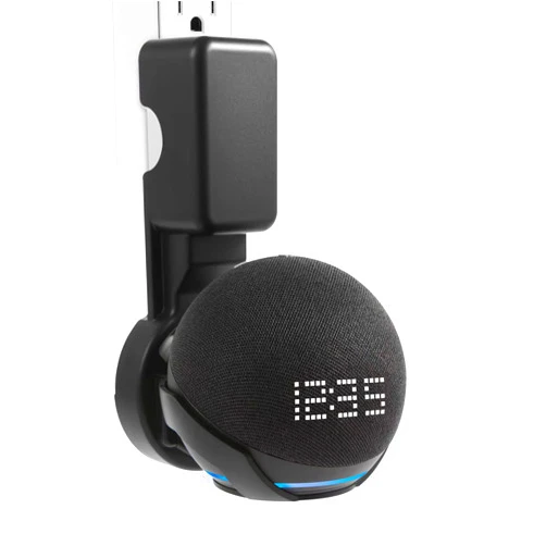 ZUOLACO Wall Mount Holder for Echo Dot 5th Generation, Outlet Hanger Stand for Echo Dot (5th & 4th Gen), Space-Saving Dot Accessories with Built-in Cable Management, Hide Messy Wires, Black