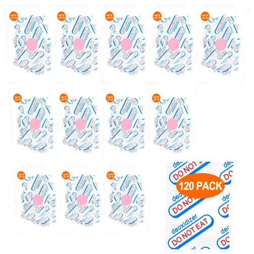 LIFJOY 120 Packs 500CC Food Grade Oxygen Absorbers (10 Pack in Individual Vacuum Bag ) , Oxygen Absorbers For Long Term Food Storage with Oxygen Indicator , Works in Mylar Bags, Mason Jars, and Vacuum Bags