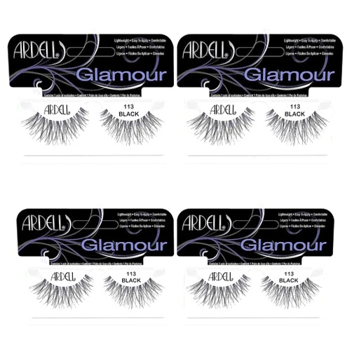 Ardell False Eyelashes Glamour Strip Lashes 113 Black 4 Pack