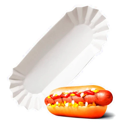 BURIUS 50 Pcs Hot dog Trays Disposable for Party and BBQ - Microwave Safe and Grease Resistant Paper Hot Dog Trays for Food Serving, Hot Dog Holders for Nachos, Fries, Onion Rings, Concessions and Tailgates