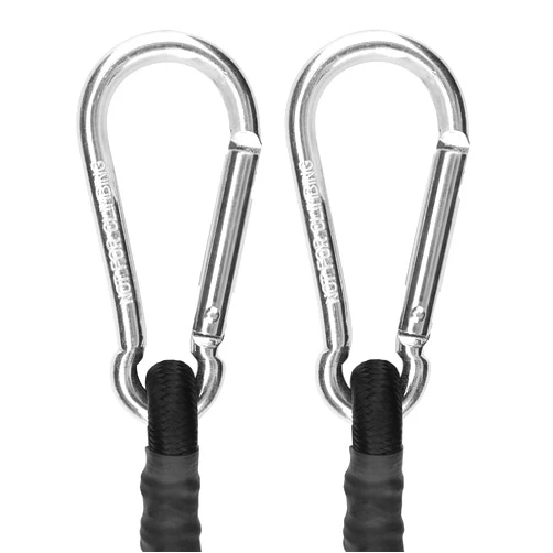 ZHOUBIN 48 Inch Black Bungee Cords with Carabiner Hooks, 2Pcs