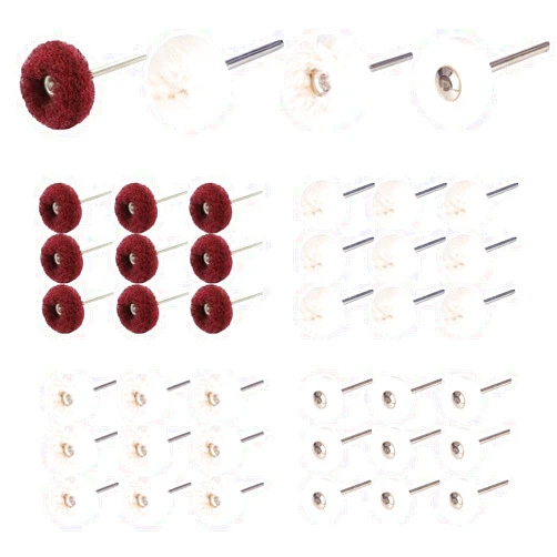 YIEPET 40 Pieces 3/32inch （2.35mm Mandrel ） Rotary Tool Accessories， Jewelry Polishing Kit，Cotton Cashmere Polishing Buff Buffing Wheel Soft Fine,PolishingWheelsBurr for Rotary Drill Tools White