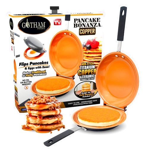 Gotham Steel Double Sided Pan, The Perfect Pancake Maker – Nonstick Copper Easy to Flip Pan, Frying Pan for Fluffy Pancakes, Omelets, Frittatas & More! Pancake Pan Dishwasher Safe Large