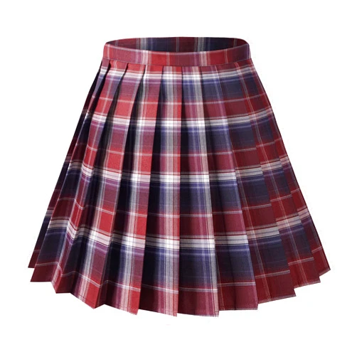 Urban CoCo Womens Uniforms Plaid Pleated Mini Skirt
