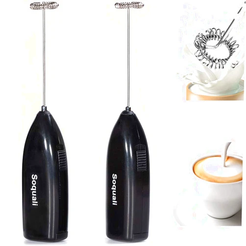 Soquali 2 Pack Milk Frother Handheld Battery Operated - Electric Whisk Coffee Frother Battery Stirrer, Hand Held Milk Foamer, Mini Mixer for Bulletproof Coffee, Cappuccino, Latte, Frappe & Matcha Tea