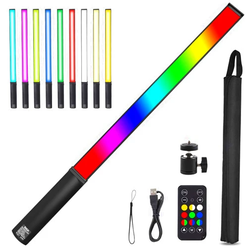 ITOTIN RGB Light Wand Photography, RGB Handheld LED Video Light Wand LED Light Stick, 9 Colors, Built-in Rechargable Battery, Adjustable 3200K-5600K [Upgraded]