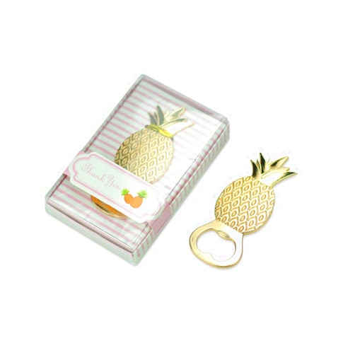 IBWell 5 PCS Bottle Openers Gold Wedding Favors Decorations,Pineapple Shaped, Gift Box Party Supplies