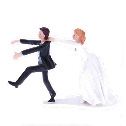 CheeseandU Bride&Groom Figurines Romantic Bride and Groom Wedding Cake Topper Funny Resin Run Groom Bridal Show Stand Cake Topper Wedding Valentines Day Engagement Anniversary Decoration