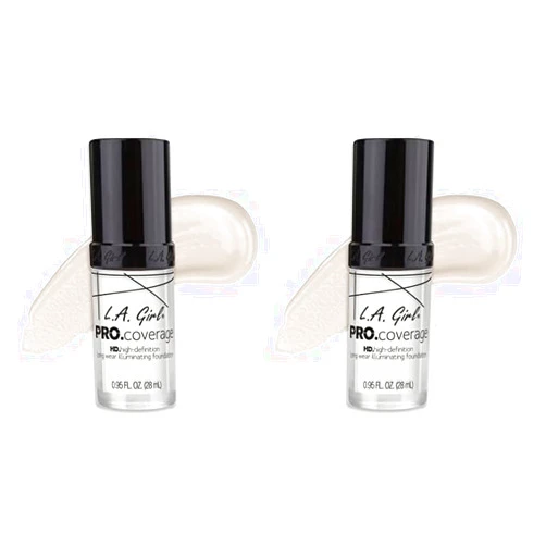 L.A. Girl Pro Coverage Liquid Foundation, White, 0.95 Fl Oz (Pack of 2)