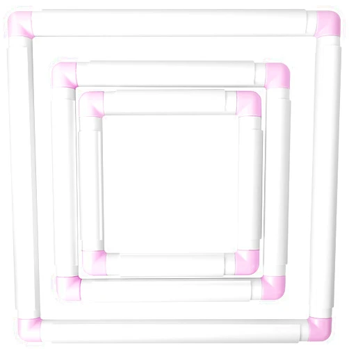 Pllieay 3 Pack Square Embroidery Hoops, Plastic Cross-Stitch Hoops, Plastic Clip Frame for Embroidery, Embroidery Quilting Frames (6x6, 8x8, 11x11)…