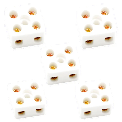 GUBCUB 2 Way Ceramics Terminal Blocks,25A 380V High Temp Porcelain Ceramic Connectors for Electric Wire Cable 5Pcs by GUBCUB