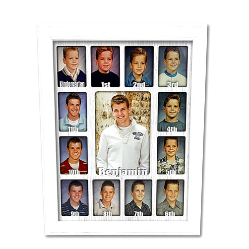 NORTHLAND FRAMES AND GIFTS, INC. Northland School Years Picture Frame K-12 | Personalized - Add Any Name | School Days Graduation Frame | Holds Twelve 2.5