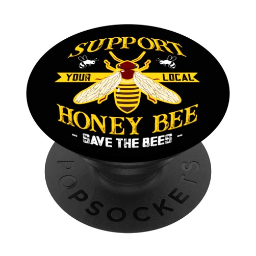 InGENIUS Beekeeping Phone Accessories Save the Bees Support Local Honeybee Beekeeper Black Grip PopSockets PopGrip: Swappable Grip for Phones & Tablets