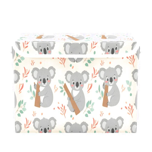 FUGIDOG Cute Koala Storage Bins with Lids Decorative Fabric Storage Boxes with Handles Closet Organizer Foldable Baby Basket for Nursery Bedroom Office