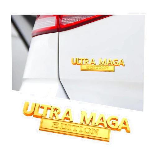 AICEL Ultra MAGA Edition Emblems, 3D Raised Full Metal Car Decals, Classic Personality Labels Car Badges with Strong Adhesive, Exterior Auto Body Decor Embossed Stickers for Car, Truck