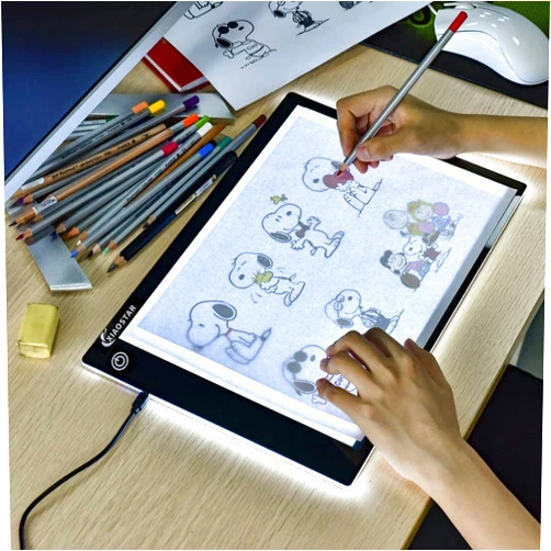 XIAOSTAR Light Box Drawing Pad, Tracing Board with Type-C Charge Cable and Brightness Adjustable for Artists, AnimationDrawing, Sketching, Animation, X-ray Viewing (A4)