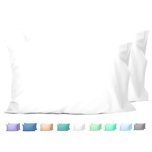 Sunflower Queen Pillowcases Set of 2, 100% Cotton Queen Pillow Cases 2, 20×30 inches Bright White, Soft and Breathable
