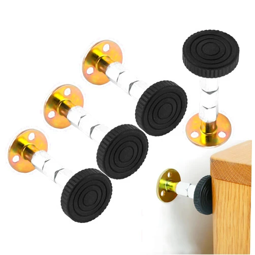 OIKOZEL 4PCs Adjustable Furniture Stabilizer Headboard Stoppers for Wall – Bed Frame Anti Shake, Desk Stabilizer, Noise Stopper for Sofa Cabinet Door (Silver, 1.1-4.1in)