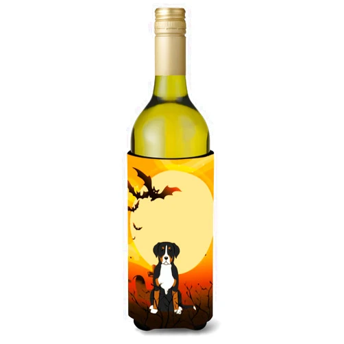 Caroline's Treasures BB4303LITERK Halloween Greater Swiss Mountain Dog Wine Bottle Hugger Bottle Cooler Sleeve Hugger Machine Washable Collapsible Insulator Beverage Insulated Holder