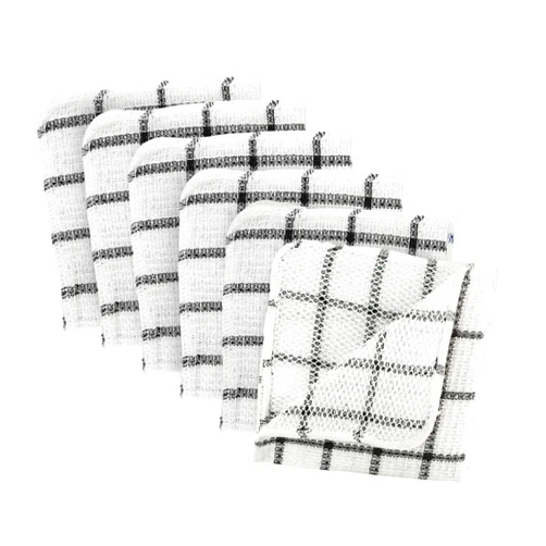 DII Scrubber Dishcloths Collection Windowpane Dishrag Set, 12x12, White/Black Stripe, 6 Piece