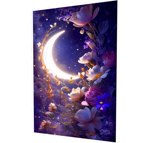 hyzsj Large Diamond Painting Kits for Adults,5D Moon Diamond Art Kits for Beginners,DIY Full Drill Paint with Diamond, Home Wall Decor(Flower 27.5 X 15.7inch)