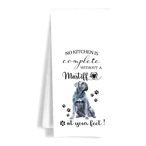 HSIASHENG English Mastiff Gifts Kitchen Towels, Dog Lover Owner Gifts for Women Men, No Kitchen is Complete Without a Mastiff at Your Feet Decorative Dish Tea Hand Towels, 16x24 Inch