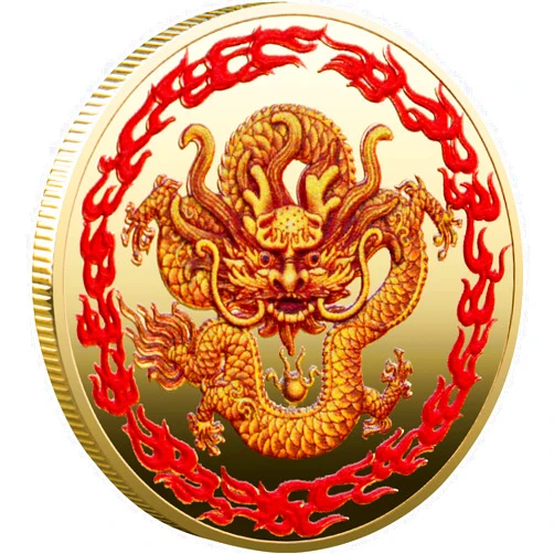 Pudthin Chinese Loong Good Luck Coin for Lottery Ticket Scratcher Tool