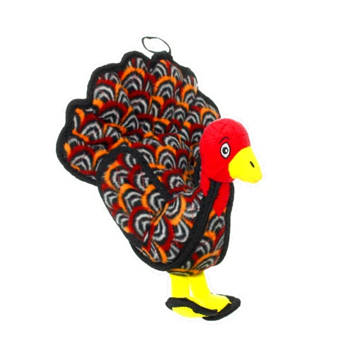 TUFFY - World's Tuffest Soft Dog Toy - Barnyard Junior Turkey - Squeakers - Multiple Layers. Made Durable, Strong & Tough. Interactive Play (Tug, Toss & Fetch). Machine Washable & Floats