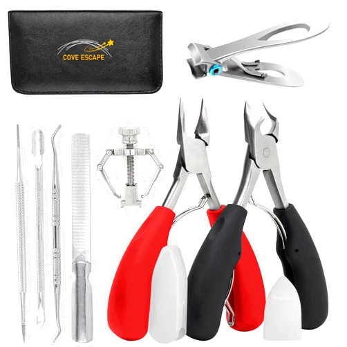 COVE ESCAPE Toenail Clippers for Seniors Thick Toenails- Heavy Duty Podiatrist Ingrown Toe Nail Cutter for Men, Professional & Adults - Easy Grip Handle Stainless Steel (Large, 8, Count)
