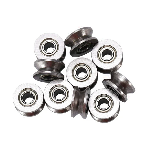 Oumefar U-Groove Bearing 10pcs U624zz Carbon Steel Shell U-Groove Pulley Roller Metal U Type Guide Pulley Wheel Roller Bearing 0.51inch OD for Window Door Linear Motion System