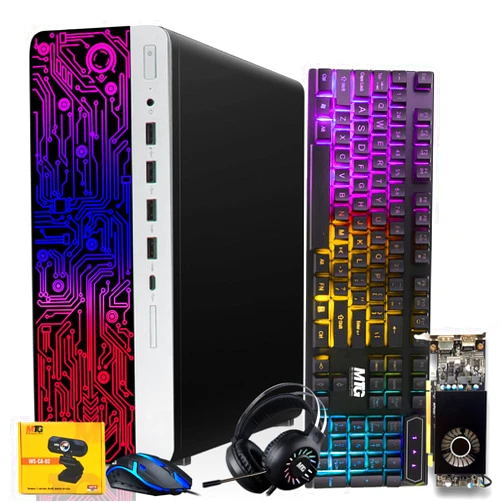 TechMagnet HP G3 Gaming Desktop PC, Intel Core i7 6th Gen, AMD RX 550 Graphics, 16GB RAM, 240GB SSD | 2TB HDD, RGB Keyboard Mouse, RGB Headphone, Webcam, Win 10 Pro (Renewed)
