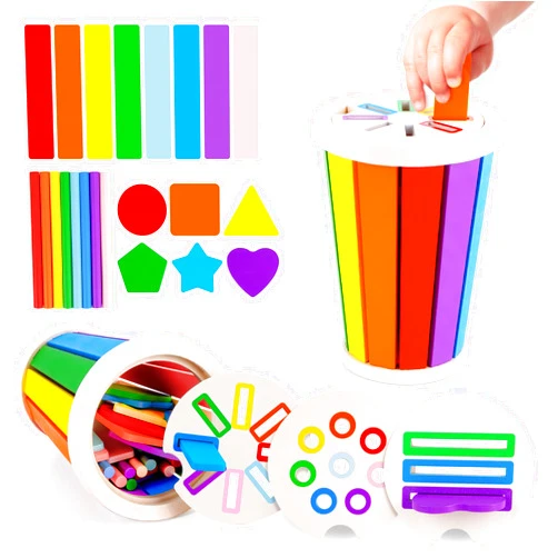 FCSONU Toddlers Montessori Toys for 1 2 3 Year Old Boys Girls, Learning Color Shape Sorting Toys for Ages 2-4 Kid, Sensory Toys for Toddlers 1-3, Birthday for Baby 12-18 Months Old