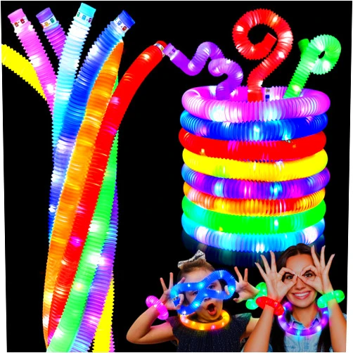Beauwell Glow Sticks Stocking Stuffers for Kids - 16Pcs Light Up Pop Tubes Kids Toys For 3+ Years Old Boys Girl Glow in the Dark Party Supplies Christmas Gifts for Kids New Years Eve Party Supplies Party Favor