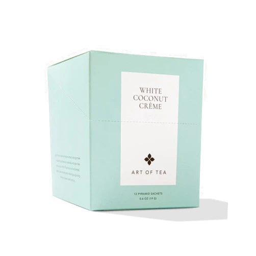 Art of Tea | Organic White Coconut Crème | 12 Count Eco Friendly Sampler Box Assortment | Premium Caffeinated Organic White Tea Variety | Biodegradable Sachets