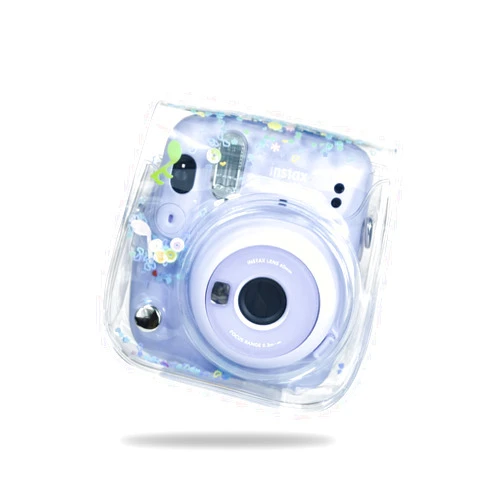 Rieibi Clear Case for Instax Mini 12, Protective Case for Fujifilm Instax Mini 12/11/Mini 9 Instant Camera, Crystal Hard PVC Cover with Removable Shoulder Strap - Blue