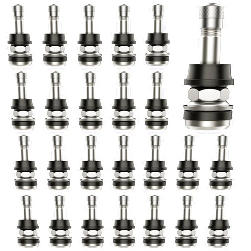 Dueilgo 25PCS TR416 Metal Valve Stems, Outer Mount Valve Stem High Pressure Clamp-in Valves Fits 0.453