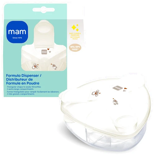 MAM Baby Formula Dispenser – Spill Proof Travel Milk Formula Container with 3 Compartments 1.4oz / 40g Each, Also Fits Bottle Nipples, Snacks, Pacifiers, Dishwasher Safe, Made in Europe