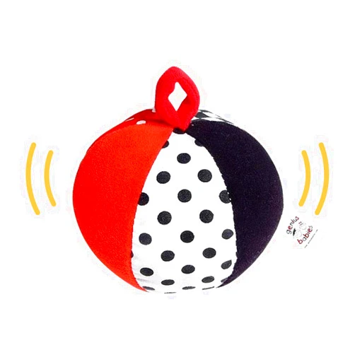 Genius Baby Toys Soft Plush Baby Ball in High Contrast Colors, O Ball Shape with Jingle Bell Sound, 4